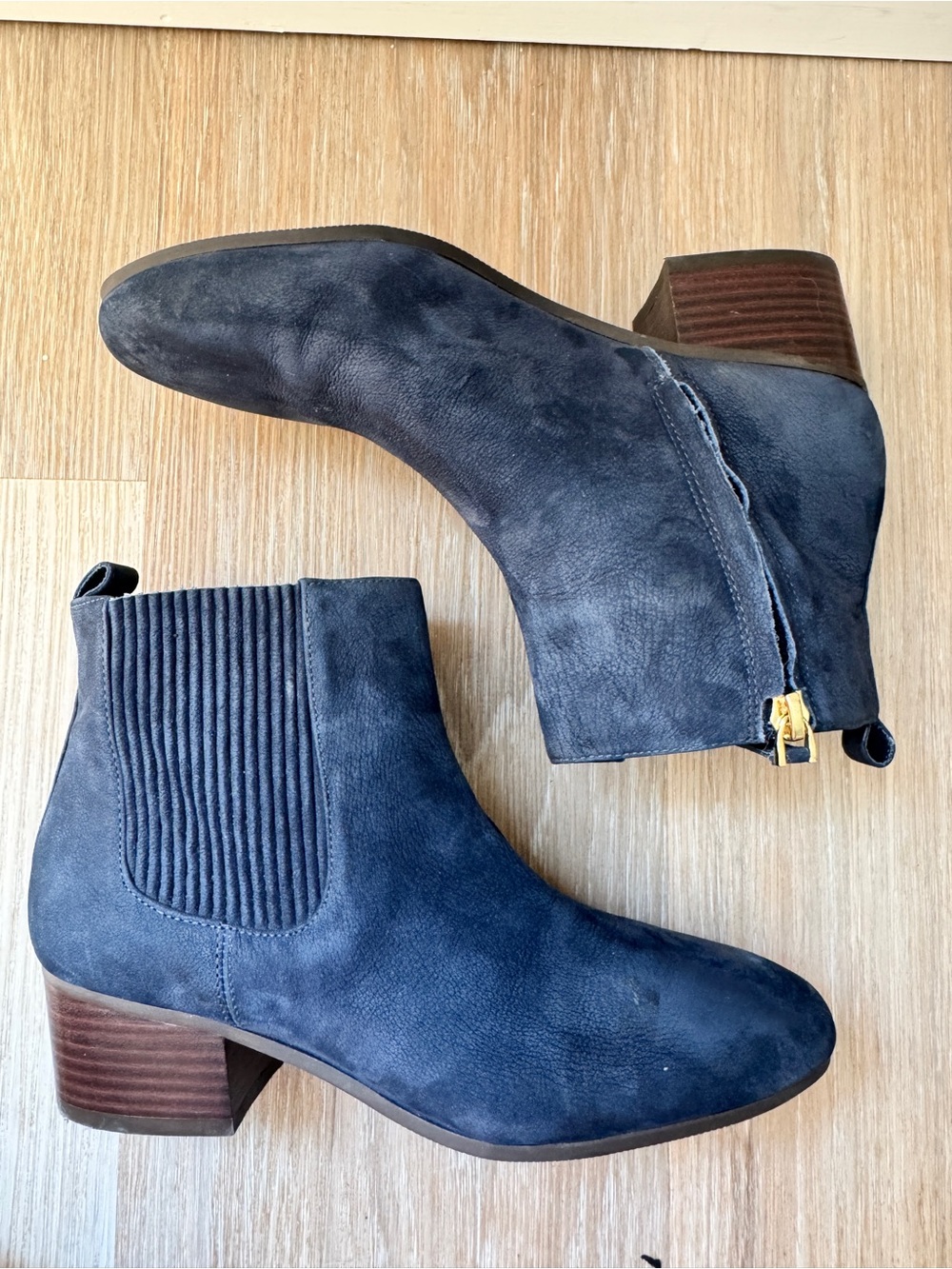 Talbots Women’s 5 Navy Suede Leather Chelsea Ankle Boots bootie zip